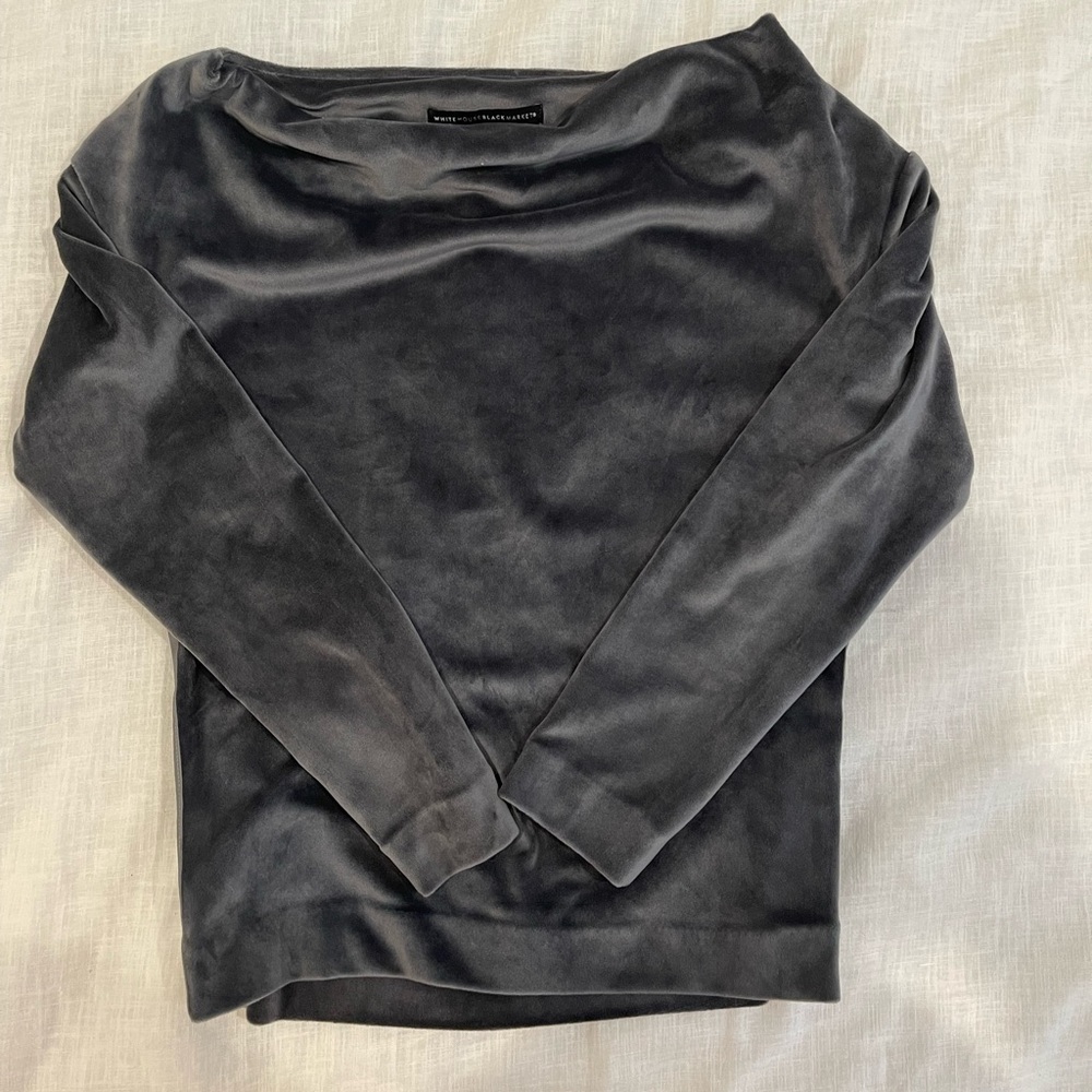White House Black Market Boat neck velvet blouse
